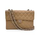 Vintage Beige Quilted Caviar Jumbo Timeless Classic Flap Bag - Chanel