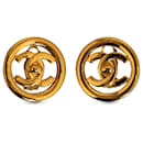 Chanel Gold CC Turn Lock Clip-On Earrings