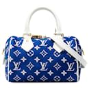 Louis Vuitton Speedy Bandouliere in velluto monogramma blu 20