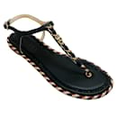 Chanel Black Multi Braided Thong Sandals - Autre Marque