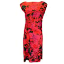 Dries van Noten Red / Black Multi Floral Printed Cotton Midi Dress - Autre Marque