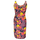 ERDEM Navy Blue / Red Multi Floral Printed Sleeveless Cotton Dress - Autre Marque