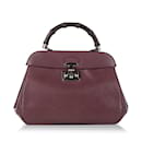 Borsa in pelle viola Gucci Bamboo Lady Lock