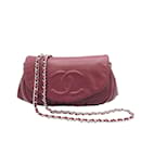 Red Chanel Half Moon Caviar Leather Wallet on Chain Crossbody Bag