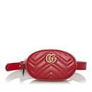 Red Gucci GG Marmont Matelasse Leather Belt Bag