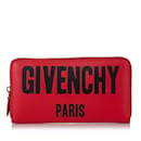 Rote Givenchy-Geldbörse aus Leder mit ikonischem Aufdruck und umlaufendem Reißverschluss