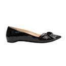 Noir Christian Louboutin Brevet Cristal Bow-Accented Flats Taille 39.5