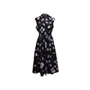 Schwarz-lila Prada-Kleid mit Pansy-Print, Größe IT 46