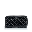 Black Chanel CC Patent Leather Zip Around Long Wallets