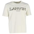 Mit Lanvin-Logo besticktes T-Shirt aus cremefarbener Baumwolle