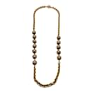 Vintage 1980s Gold Metal Chain Necklace with Metal Beads - Chanel