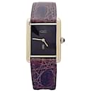 Cartier "Tank Must" silver gold-plated watch, brown lacquered dial.