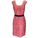 Lela Rose Pink / Orange Scoop Neck Jacquard Dress - Autre Marque