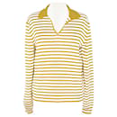 White/Yellow Stripe Sorbone Longsleeve Polo Shirt - Loro Piana