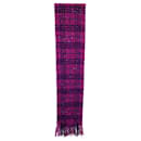 Burberry Plaid Fringed Scarf in Purple Lana Vergine