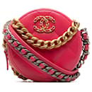 Chanel Pink 19 Runde Clutch aus Lammleder mit Kette
