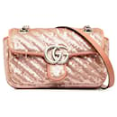 Borsa a tracolla Gucci Marmont Matelasse mini paillettes rosa