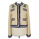 Yellow/Blue Embroidered Pocket Detail Jacket - Gucci