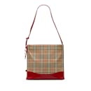 Borsa a tracolla Burberry Haymarket Check marrone chiaro