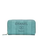 Cartera continental azul Chanel Tweed Deauville