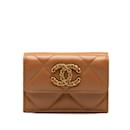 Brown Chanel 19 Trifold Flap Compact Wallet