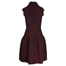 Alaia Spotted Fit-and-Flare Dress in Burgundy Viscose - Alaïa