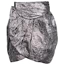 Isabel Marant Mini-jupe portefeuille métallisée en brocart en laine mélangée argentée