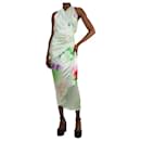 Green sleeveless satin printed wrap dress - size UK 6 - Autre Marque