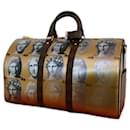 Louis Vuitton Ultra exclusive -Brand new -FW 2021- Keepall 45 Fornasetti shoulder strap in gold metallic leather Golden