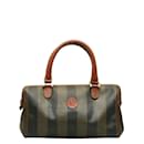 Fendi Pequin Boston Bag Canvas Handbag 259022 in Fair condition