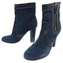 STELLA MC CARTNEY SHOES ANKLE BOOTS 183374 38.5 BLUE VELVET BOOTS - Stella Mc Cartney