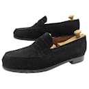 CHAUSSURES JM WESTON 180 MOCASSINS 7C 41 41.5 DAIM NOIR EMBAUCHOIRS LOAFERS - JM Weston