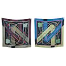 NEW HERMES CLIC CLAC lined SIDED SCARF H901662S SQUARE 90 SILK SCARF - Hermès