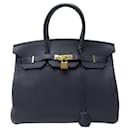 Birkin handbag 35 IN NIGHT BLUE TOGO LEATHER 2016 BLUE LEATHER HAND BAG PURSE - Hermès