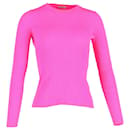 Balenciaga Ribbed Fitted Sweater in Hot Pink Polyester Viscose