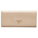 Prada Saffiano Continental Flap Wallet Leather Long Wallet in Good condition
