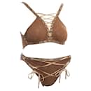 Bikini à lacets en cuir marron effet Christian Dior par John Galliano:: P/E 2003 ! collector, édition limitée !