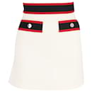 Maje Josine Band-Detail Tweed Mini Skirt in White Wool