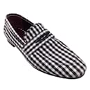 Bougeotte Noir / Chaussures plates blanches en toile à imprimé écossais / Loafers - Autre Marque