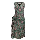 Marni Rose / Robe de cocktail verte multi abstraite sans manches avec cravate - Autre Marque