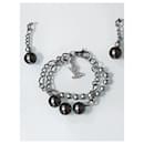 Rare set DOLCE & GABBANA steel bracelet earrings anthracite gray stones - Dolce & Gabbana