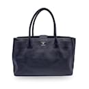 2010s Black Pebbled Leather Executive Tote Bag with Strap - Chanel