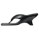 Black puffy leather thong sandal heels - size EU 38 - Autre Marque