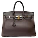 HERMES BIRKIN BAG 35 in Brown Leather - 101701 - Hermès