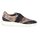 Christopher Kane Lace Pattern Sneakers in Beige Leather
