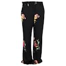 Etro Floral-Print Trousers in Black Silk