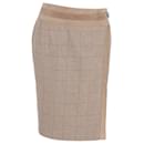 Polo Ralph Lauren Plaid Knee-Length Skirt in Beige Wool