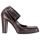 Sergio Rossi Ankle Strap Pumps in Brown Leather