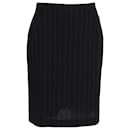 Max Mara Striped Knee-Length Skirt in Black Cotton
