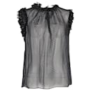 Dolce & Gabbana Top transparente con volantes y lunares en seda negra